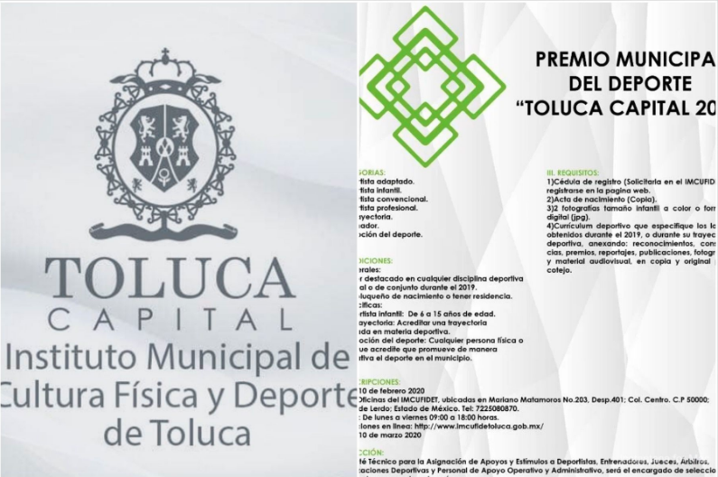 Lista la convocatoria para el premio municipal del deporte en Toluca