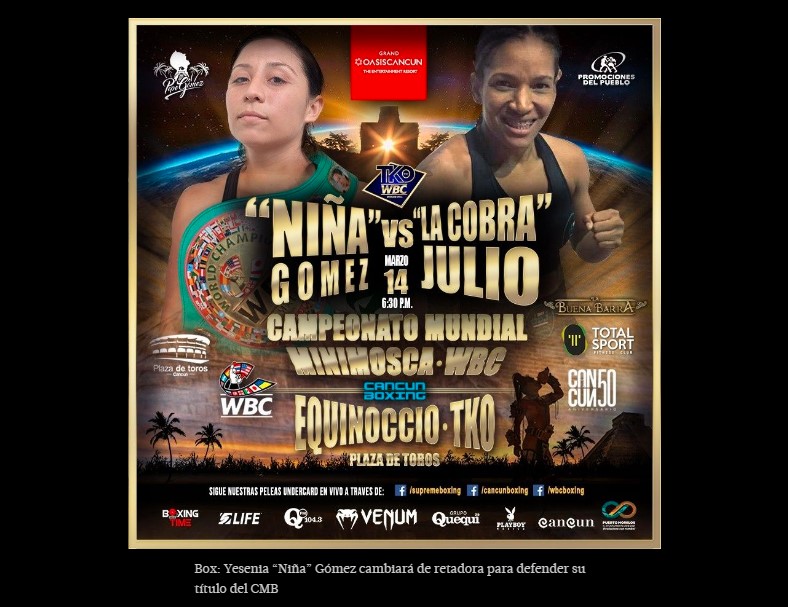 Box: Yesenia “Niña” Gómez cambiará de retadora para defender su título del CMB