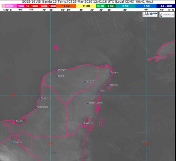 Clima Cancún, Playa del Carmen, Chetumal y Quintana Roo hoy 25 de Marzo 2020