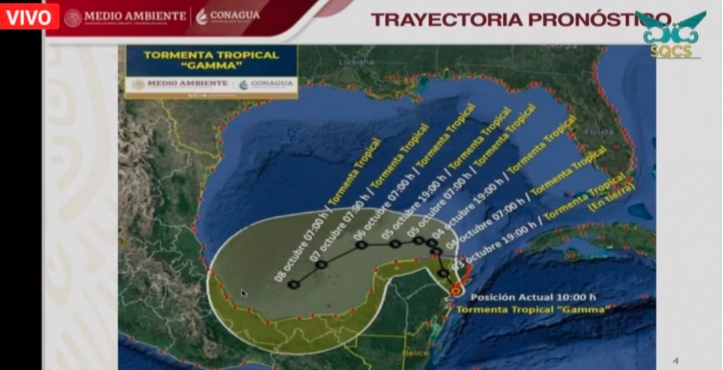 Toca tierra Tormenta Tropical “Gamma” al medio día en Tulum