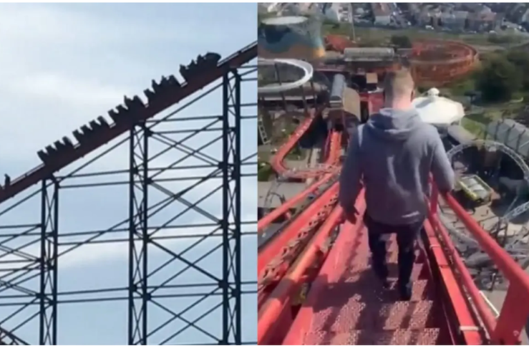 (VIDEO) Jóvenes bajan a pie tras quedar atrapados en una montaña rusa