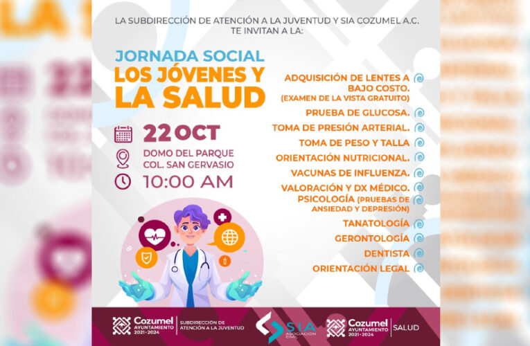 Anuncian jornada social ‘Los jóvenes y la salud’ en Cozumel