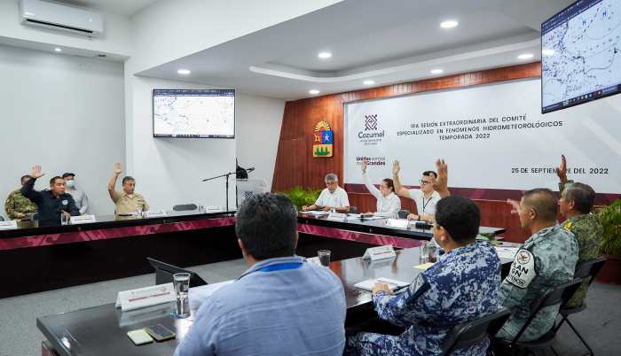 PRIMERA SESIÓN EXTRAORDINARIA DEL COEFH: Declaran en Cozumel la continuación de la alerta azul por la tormenta tropical ‘Ian’