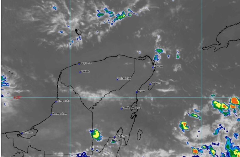 Prevén chubascos, descargas eléctricas y viento moderado para la Península de Yucatán