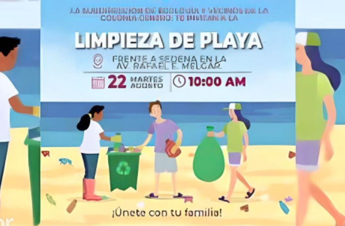 Gobierno de Cozumel y vecinos de la colonia centro se unen para limpieza de playa