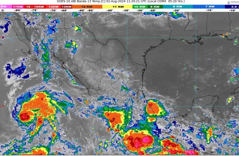 Se prevén lluvias puntuales intensas en Jalisco, Colima, Michoacán, Guerrero, Oaxaca y Chiapas