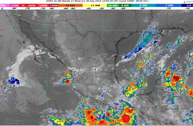 Pronostican precipitaciones fuertes en Guerrero, Oaxaca, Chiapas, Tabasco y Veracruz