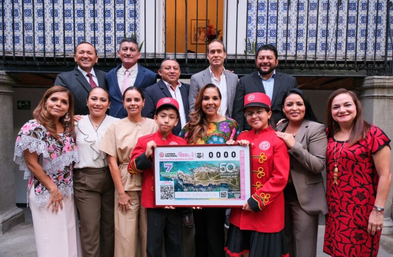 Devela Mara Lezama billete de Lotería Nacional por 50 años de Quintana Roo