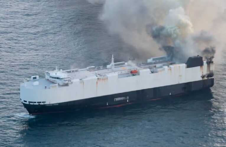 Buque que viajaba de China a Michoacán se hunde con miles de vehículos eléctricos a bordo