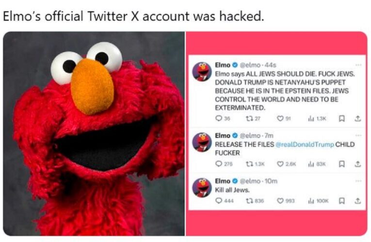 Hackean cuenta de Elmo, de ‘Plaza Sésamo’, en X y publican comentarios antîsemîtas y racîstas