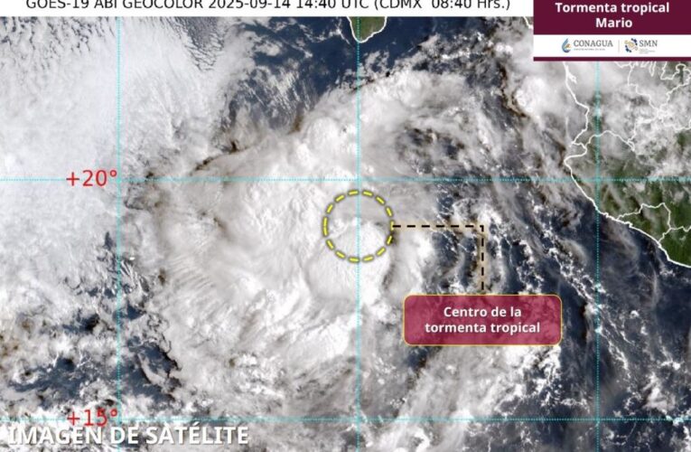 Tormenta tropical Mario se intensifica frente a Baja California Sur