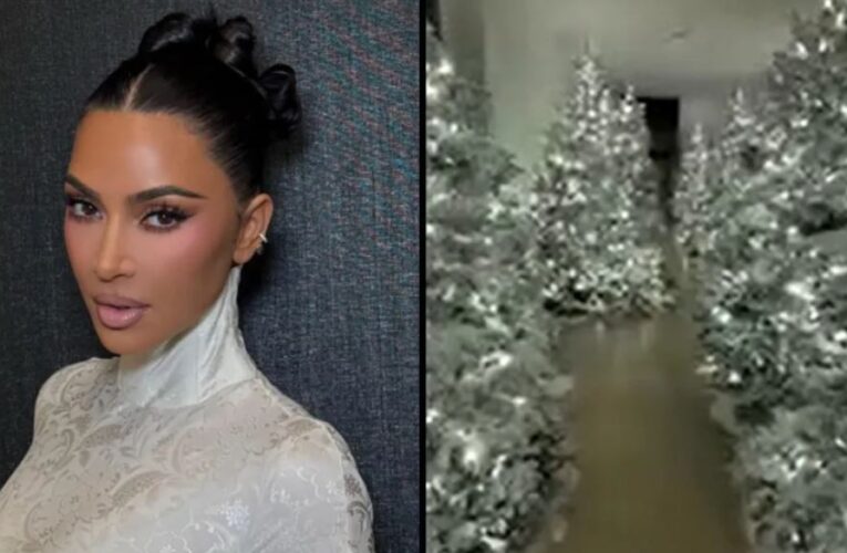 Kim Kardashian presume espectacular decoración navideña con 15 árboles blancos en su casa: “No puedo explicarles cómo se siente”