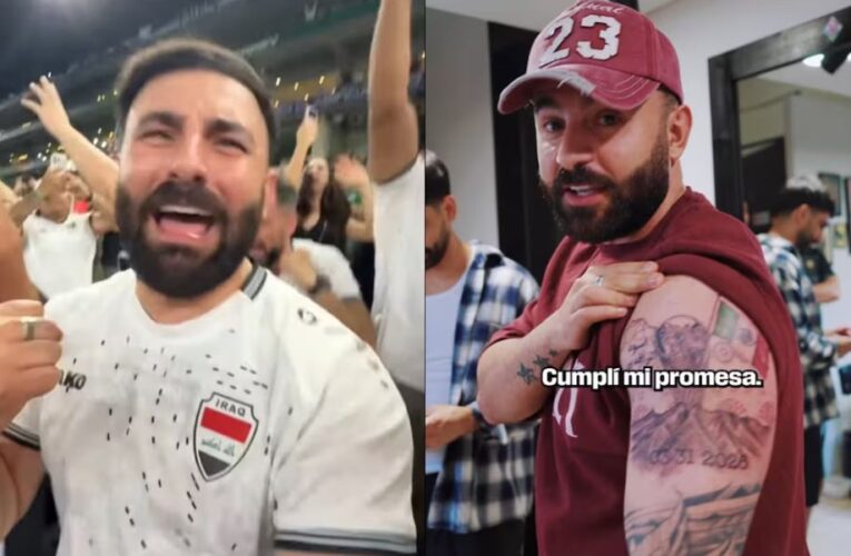Aficionado viral de Irak cumple su promesa y se tatúa la bandera mexicana y el Cerro de la Silla