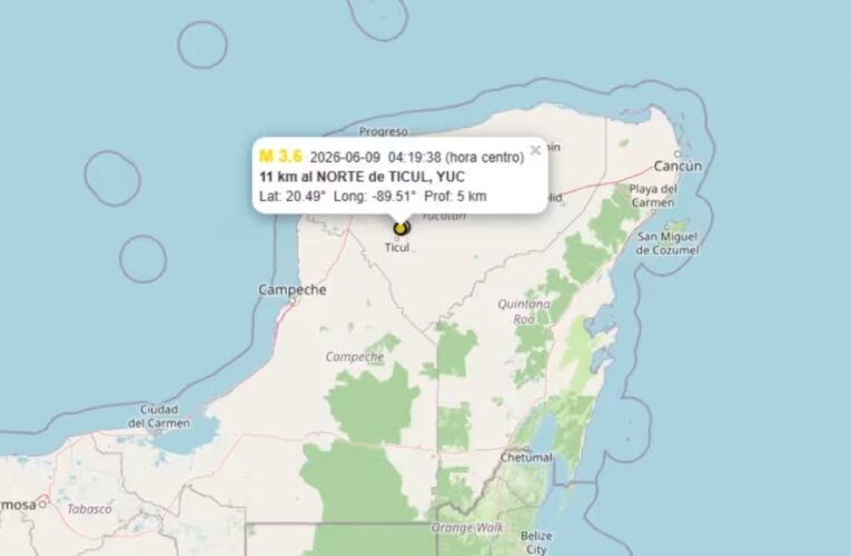 Nuevo sismo de magnitud 3.6 sacude la zona de Ticul, Yucatán
