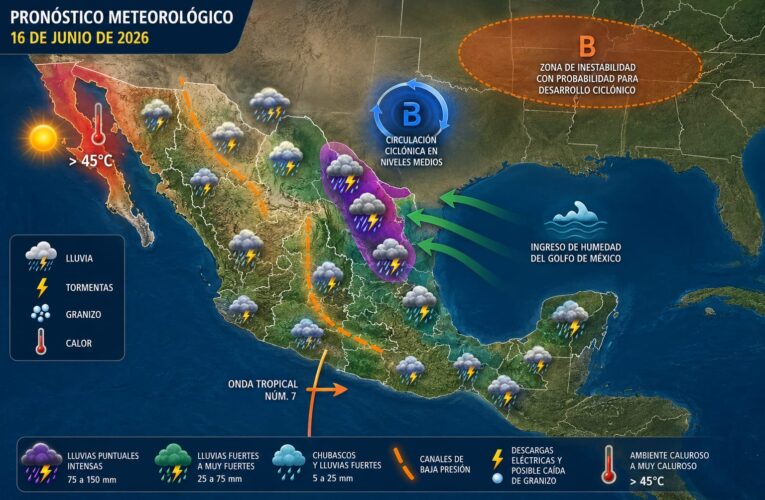 La onda tropical número 7 se desplazará frente a las costas de Oaxaca y Guerrero