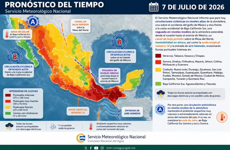 Pronostican lluvias en los 32 estados de México