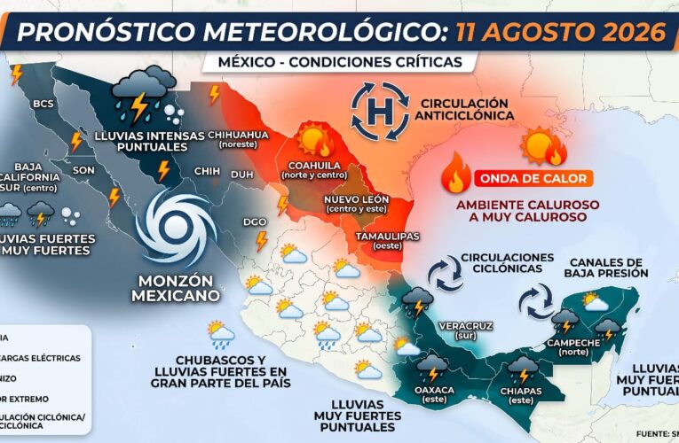 Se esperan lluvias fuertes en gran parte del territorio nacional