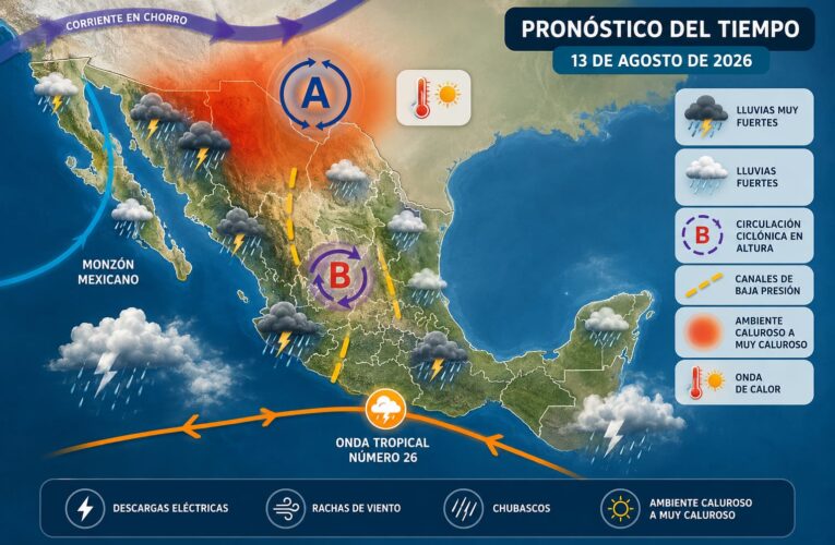 Pronostican lluvias muy fuertes en el occidente y sur de México